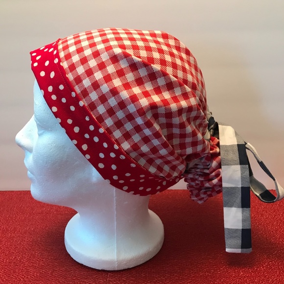 HANDMADE SCRUB CAP/HAT * REVERSIBLE * LONG TIES - Picture 5 of 13